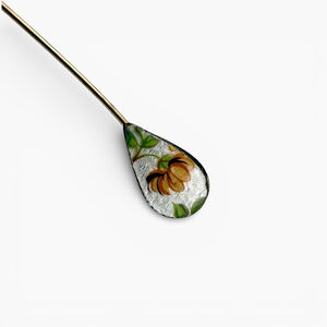 Victorian Art Nouveau Guilloché Enamel Stick Pin Floral Antique Lapel Pin c1895–